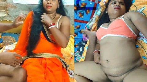 Orange saree bhabhi fucking Indian porn sex