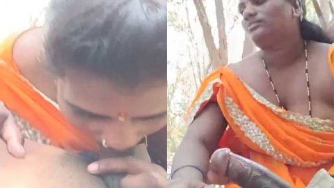 Paid Indian slut giving blowjob outdoors