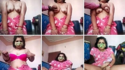 Pervert hubby displaying boobs and pussy of his wife