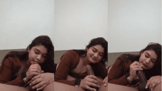Pretty Girl Romantic Loving Blowjob Two Hands Huge Cock