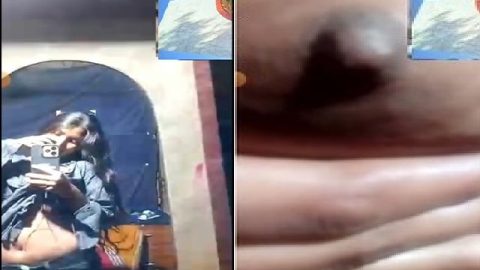 Private body parts exposing hot GF video call sex