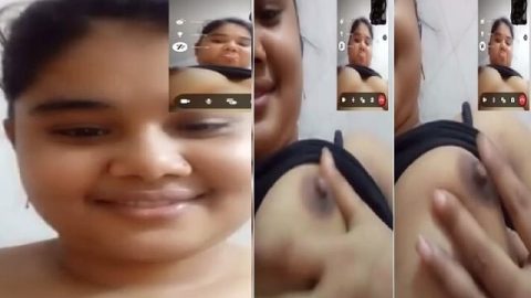 Round face chubby girl nude on video call to boyfriend