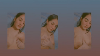 Sexy Girl Boob Tease in Steamy Bathroom