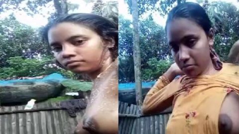 Sharp boobs village girl viral nude bath clip