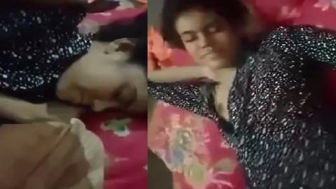 Shy girlfriend boob show in sleepiness to lover