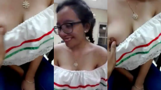 Shy Nerdy Babe Boob-Tease Moan Fest with BF