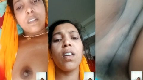 Shy village wife showing boobs and pussy on video call