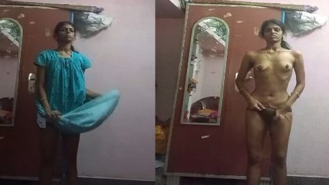 Skinny sex Tamil video girl viral stripping nighty
