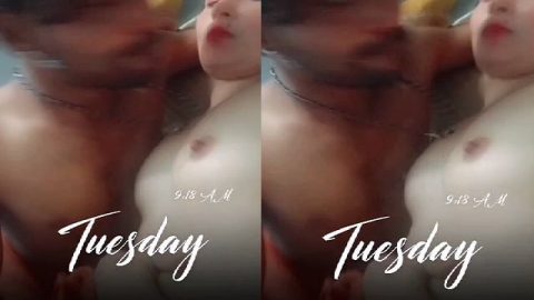 Small tits girl lip kissing and nipple sucking