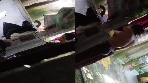 Son captures mom bathing in open backyard viral MMS