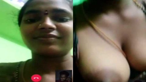 South Indian wife shows her boobs on video call