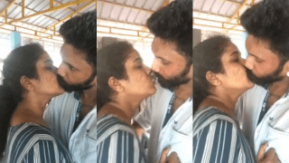 South Indian Couple Juicy Open Kiss
