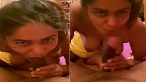 Sucking meaty dick of boyfriend by horny GF