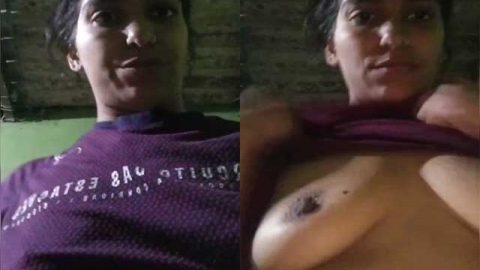 Tall village girl boobs show selfie