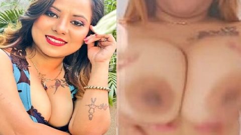 Tattooed Desi girl nude playing with huge boobs