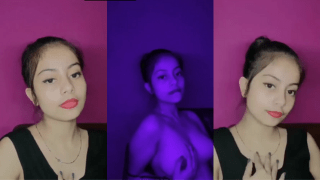 Petite Girl Shows Boobs Bites Lips