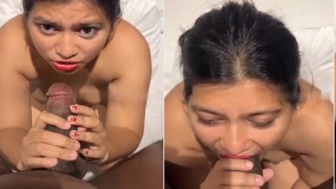 Thick dick blowjob by horny Indian sex girl