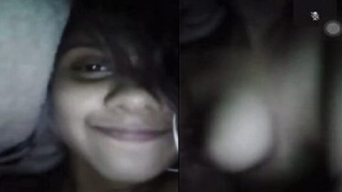 Video call boob show of cute GF viral dark mode