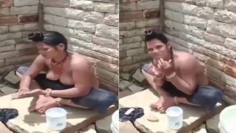Village bhabhi bathing topless viral MMS