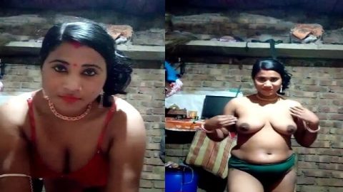Village bhabhi stripping bra and viral boobs show