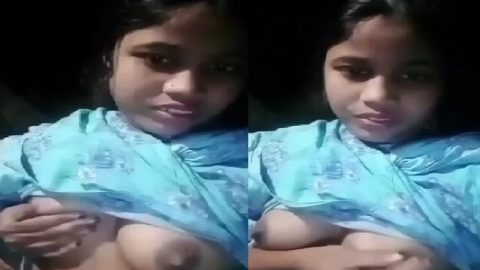 Village girl selfie boob press and viral fingering