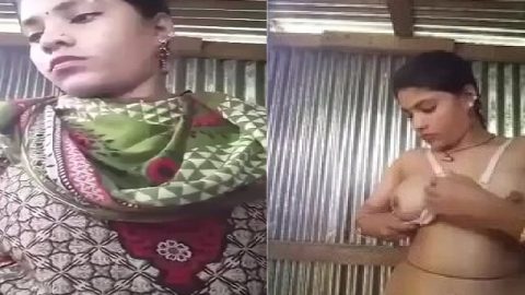 Village girl striptease boob show video making