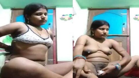 Village lonely wife pussy fingering with horny face