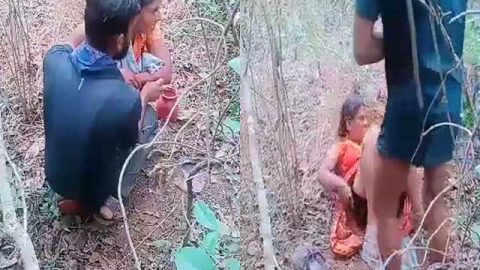 Village mature Bhabhi illicit sex with younger guy outdoors