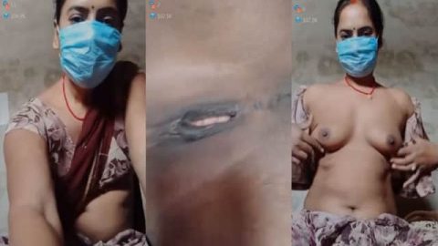Face masked village wife live cam show to earn money