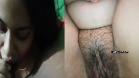 Wife sucking long dick and hairy pussy fucking hot MMS