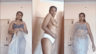 Cheating Wife Strips Bikini Saree Masturbates For Lover