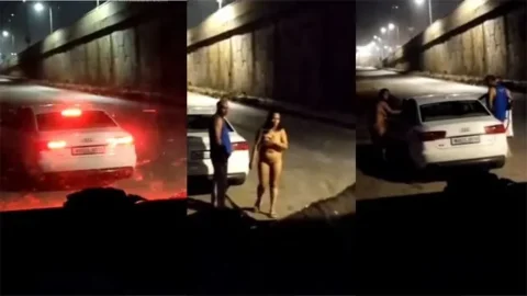 Indian Cheating Wife With - Her Driver on The Road