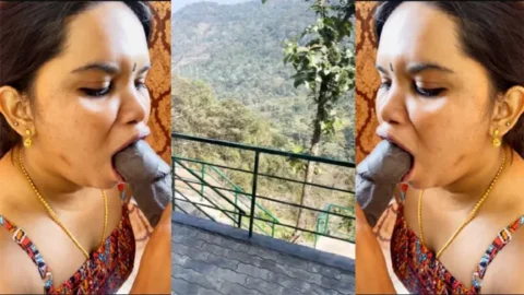 Mallu Aswathy Achu Aunty Blowjob Resort Balcony Suck