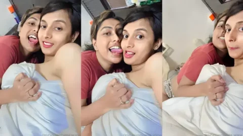 Hot Influencer Sannati Mitra Gets Her Boobs Squeezed Hard By Sister Salena In MMS Video MMS
