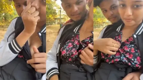School Girl Sweet - BF Outdoor Boobs Squeeze Viral