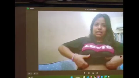 Chubby Girl Shows Boobs During Video Call from Bedroom