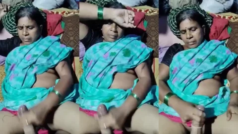 Mature Indian Aunty Gives Sloppy Handjob on Hard Dick in MMS Video MMS