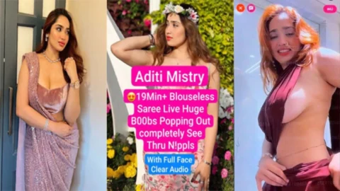 ADITI MISTRY Most Expensive Blouseless Brown Saree Live PART 2 UPDATE Completely