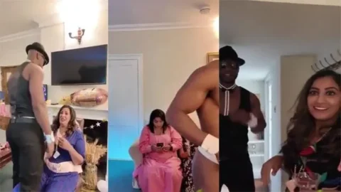Multiple NRI Milf's Entertaining With BBC Stripper