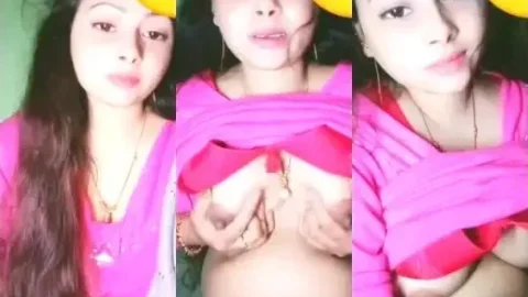 Horny Desi Aunty Shows Off Her Massive Tits in Pink Saree Video MMS