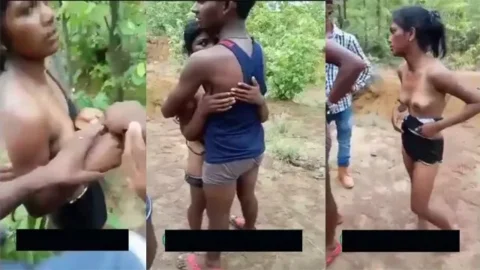 Villagers caught couple lovers fucking in the bush