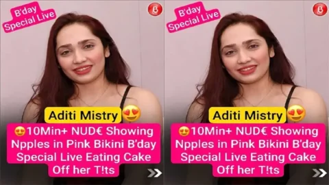 Aditi Mistry Nude Showing - Nipple in Pink B!kini - Birthday Special Live