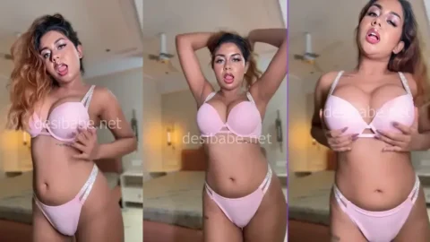 Bikini Girl Strips to Reveal Her Huge Boobs and Shaved Pussy Viral MMS Video MMS