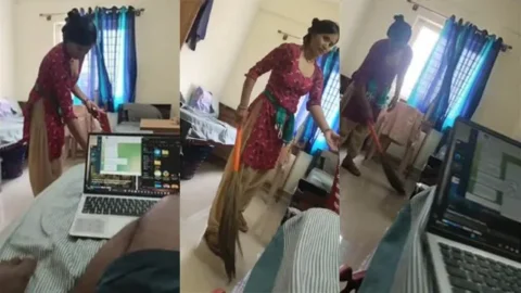 Bachelor College Boy Masturbating - in She Giving Smile Front of her Maid