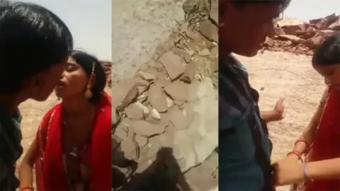 Couple in Rajasthan enjoys Outdoor standing sex
