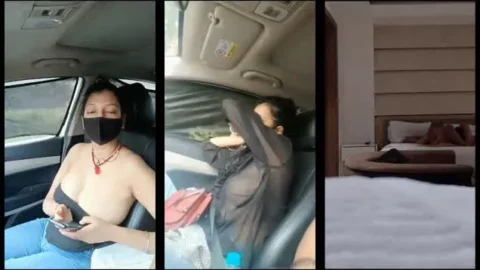 Desi Wife's Lustful Outdoor Boobs Display and 69 Position...
