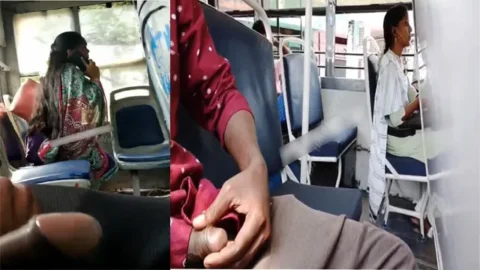 Daring Horny Guy Flash Dick Inside Bus