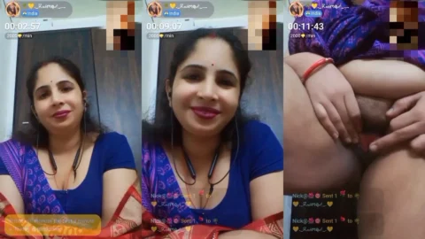 MMS of Desi Wife Popping Big Boobs Out of Saree on Live Cam Video MMS