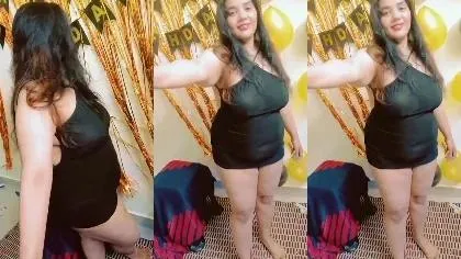 Hijabi Wife Birthday Stiping In Black Dress