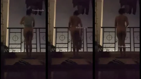 Desi Couple Makes Intimate Video Call from Cozy Balcony